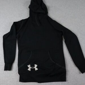 Under Armour Hoodie Womens‎ Medium Pullover Fleece Sweatshirt Black Long Sleeve
